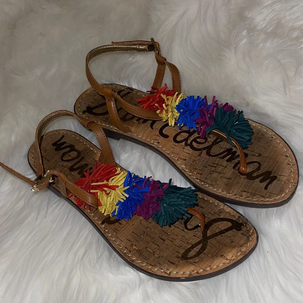 Sam Edelman Multicolor Pom-Pom Sandals - Picture 1 of 5